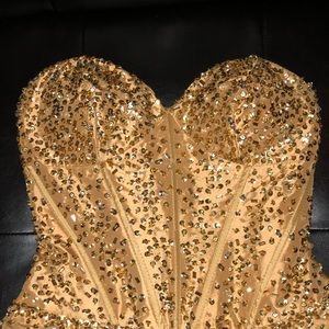 Gold Prom Homecoming Formal Sequin Dress